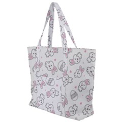 Cute Pattern With Easter Bunny Egg Zip Up Canvas Bag by Simbadda