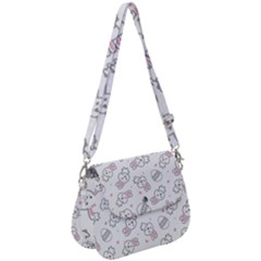 Cute Pattern With Easter Bunny Egg Saddle Handbag by Simbadda