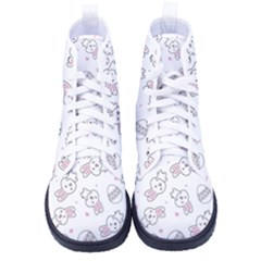 Cute Pattern With Easter Bunny Egg Men s High-top Canvas Sneakers by Simbadda