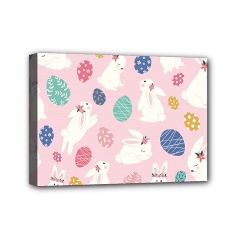 Cute Bunnies Easter Eggs Seamless Pattern Mini Canvas 7  X 5  (stretched) by Simbadda