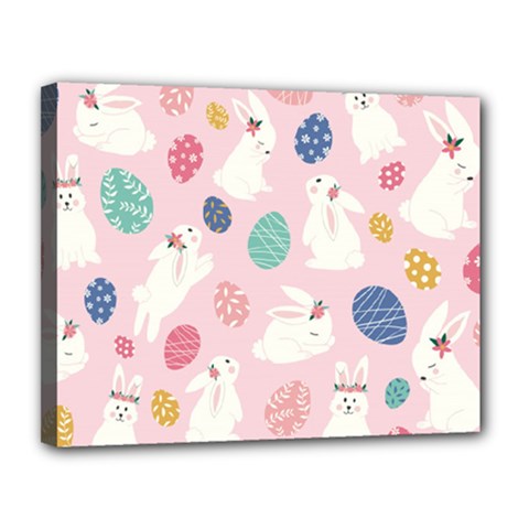 Cute Bunnies Easter Eggs Seamless Pattern Canvas 14  X 11  (stretched) by Simbadda