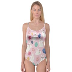 Cute Bunnies Easter Eggs Seamless Pattern Camisole Leotard  by Simbadda