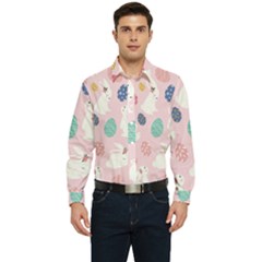 Cute Bunnies Easter Eggs Seamless Pattern Men s Long Sleeve  Shirt by Simbadda