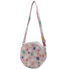 Cute Bunnies Easter Eggs Seamless Pattern Crossbody Circle Bag by Simbadda