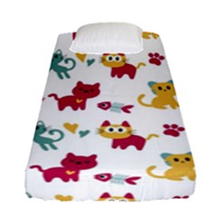 Pattern With Cute Cats Fitted Sheet (single Size) by Simbadda