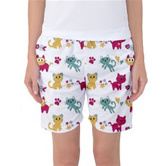 Pattern With Cute Cats Women s Basketball Shorts by Simbadda