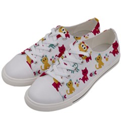 Pattern With Cute Cats Women s Low Top Canvas Sneakers by Simbadda