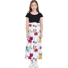 Pattern With Cute Cats Kids  Flared Maxi Skirt