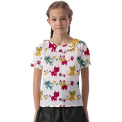 Pattern With Cute Cats Kids  Frill Chiffon Blouse by Simbadda