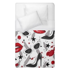 Red Lips Black Heels Pattern Duvet Cover (single Size) by Simbadda