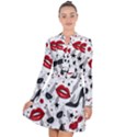 Red Lips Black Heels Pattern Long Sleeve Panel Dress View1