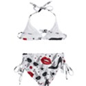 Red Lips Black Heels Pattern Kids  Classic Bikini Set View2