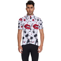 Red Lips Black Heels Pattern Men s Short Sleeve Cycling Jersey by Simbadda