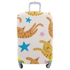 Cute Cats Seamless Pattern With Stars Funny Drawing Kittens Luggage Cover (medium) by Simbadda