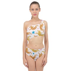 Cute Cats Seamless Pattern With Stars Funny Drawing Kittens Spliced Up Two Piece Swimsuit by Simbadda