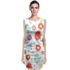 Easter Seamless Pattern With Cute Eggs Flowers Sleeveless Velvet Midi Dress by Simbadda