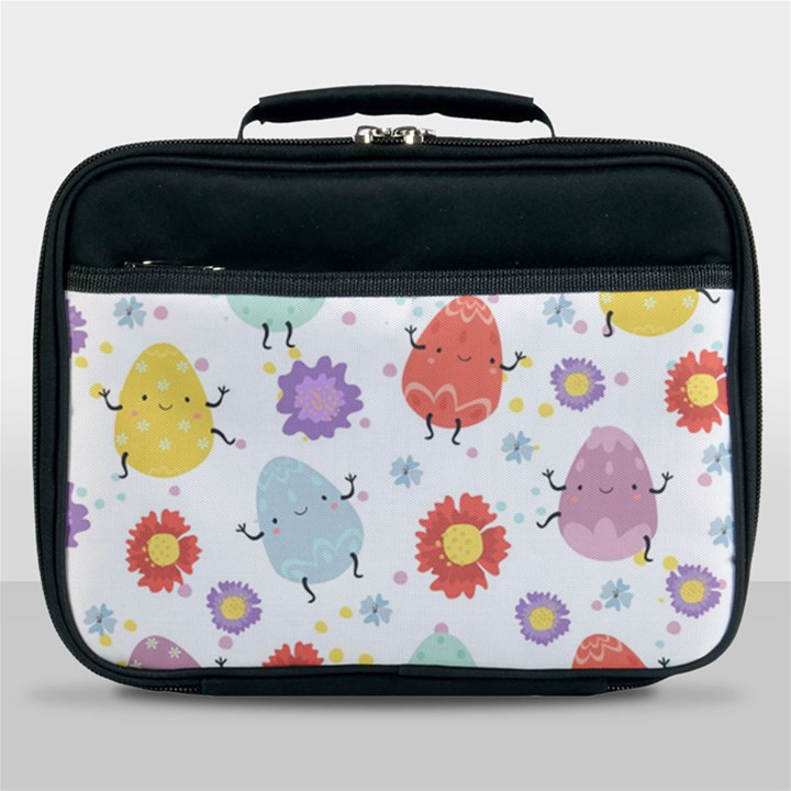 Easter Seamless Pattern With Cute Eggs Flowers Lunch Bag