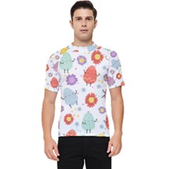 Easter Seamless Pattern With Cute Eggs Flowers Men s Short Sleeve Rash Guard by Simbadda