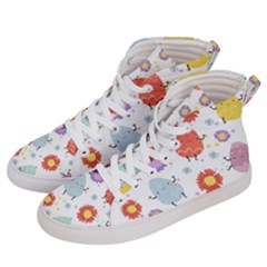 Easter Seamless Pattern With Cute Eggs Flowers Men s Hi-top Skate Sneakers by Simbadda