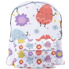 Easter Seamless Pattern With Cute Eggs Flowers Giant Full Print Backpack