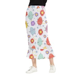 Easter Seamless Pattern With Cute Eggs Flowers Maxi Fishtail Chiffon Skirt by Simbadda