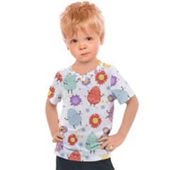 Easter Seamless Pattern With Cute Eggs Flowers Kids  Sports Tee