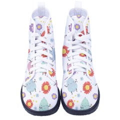 Easter Seamless Pattern With Cute Eggs Flowers Women s High-top Canvas Sneakers by Simbadda