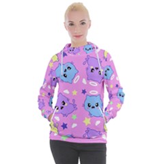 Seamless Pattern With Cute Kawaii Kittens Women s Hooded Pullover by Simbadda