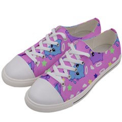 Seamless Pattern With Cute Kawaii Kittens Women s Low Top Canvas Sneakers by Simbadda