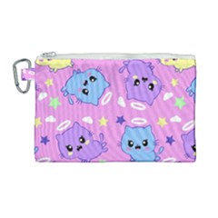 Seamless Pattern With Cute Kawaii Kittens Canvas Cosmetic Bag (large) by Simbadda