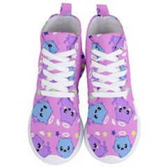 Seamless Pattern With Cute Kawaii Kittens Women s Lightweight High Top Sneakers by Simbadda