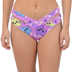 Seamless Pattern With Cute Kawaii Kittens Double Strap Halter Bikini Bottoms by Simbadda