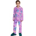 Seamless Pattern With Cute Kawaii Kittens Kids  Long Sleeve Velvet Pajamas Set View1