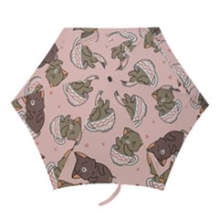 Seamless Pattern Adorable Cat Inside Cup Mini Folding Umbrellas