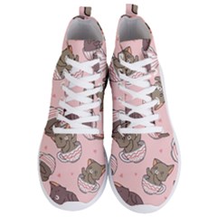 Seamless Pattern Adorable Cat Inside Cup Men s Lightweight High Top Sneakers by Simbadda