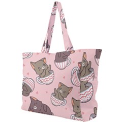 Seamless Pattern Adorable Cat Inside Cup Simple Shoulder Bag by Simbadda