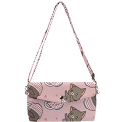 Seamless Pattern Adorable Cat Inside Cup Removable Strap Clutch Bag by Simbadda