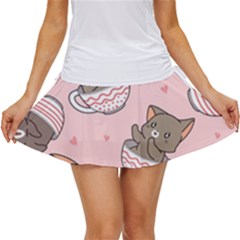 Seamless Pattern Adorable Cat Inside Cup Women s Skort