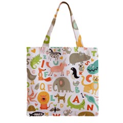 Children Alphabet Seamless Pattern Zipper Grocery Tote Bag by Simbadda