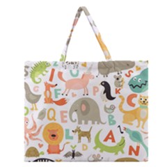 Children Alphabet Seamless Pattern Zipper Large Tote Bag by Simbadda