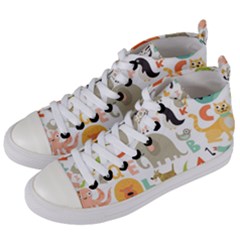 Children Alphabet Seamless Pattern Women s Mid-top Canvas Sneakers by Simbadda