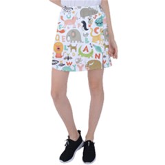 Children Alphabet Seamless Pattern Tennis Skirt by Simbadda