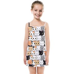 Cute Cat Kitten Cartoon Doodle Seamless Pattern Kids  Summer Sun Dress by Simbadda