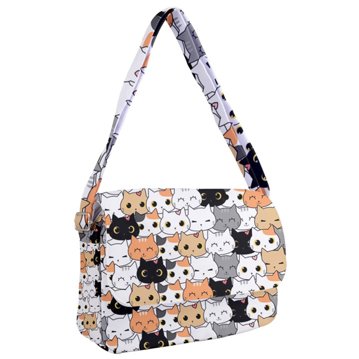 Cute Cat Kitten Cartoon doodle Seamless Pattern Courier Bag