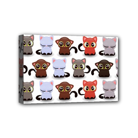 Seamless Pattern With Cute Little Kittens Various Color Mini Canvas 6  X 4  (stretched) by Simbadda