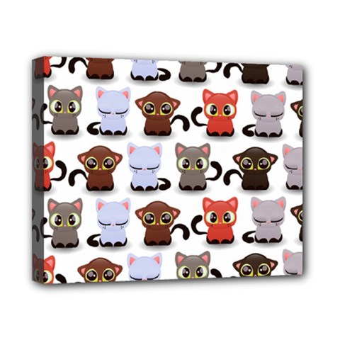 Seamless Pattern With Cute Little Kittens Various Color Canvas 10  X 8  (stretched) by Simbadda