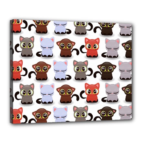 Seamless Pattern With Cute Little Kittens Various Color Canvas 20  X 16  (stretched) by Simbadda