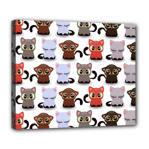 Seamless Pattern With Cute Little Kittens Various Color Deluxe Canvas 24  X 20  (stretched) by Simbadda