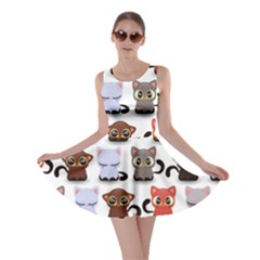 Seamless Pattern With Cute Little Kittens Various Color Skater Dress by Simbadda