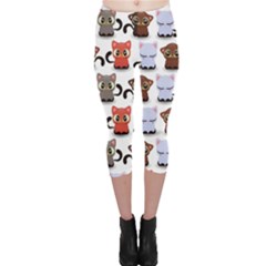 Seamless Pattern With Cute Little Kittens Various Color Capri Leggings  by Simbadda